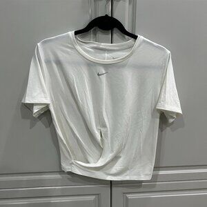 Nike Cropped Twist Tee Shirt White Sz M